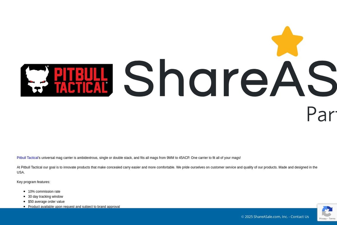 Pitbull Tactical affiliate program signup page