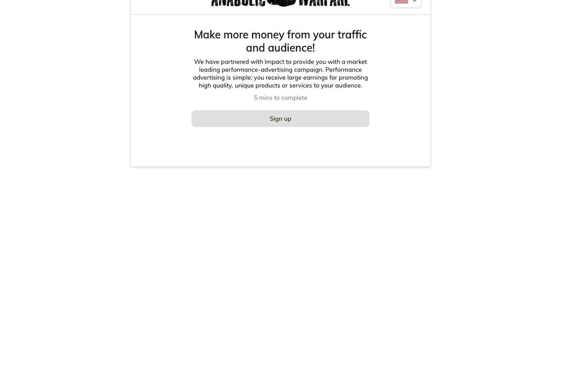 Anabolic Warfare affiliate program signup page