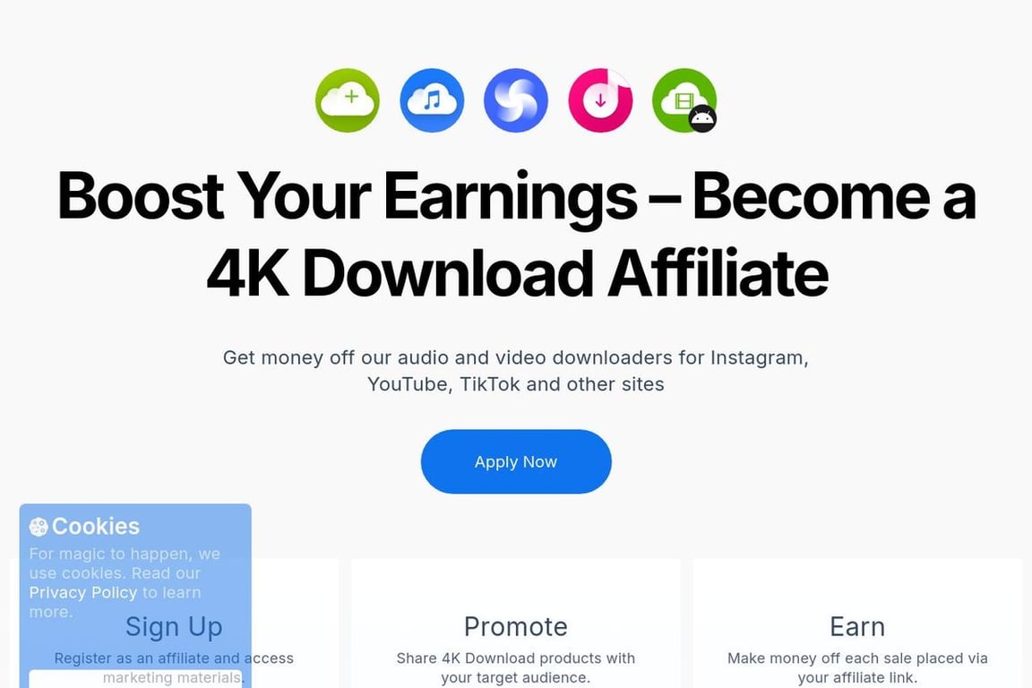 4K Downloader affiliate program signup page