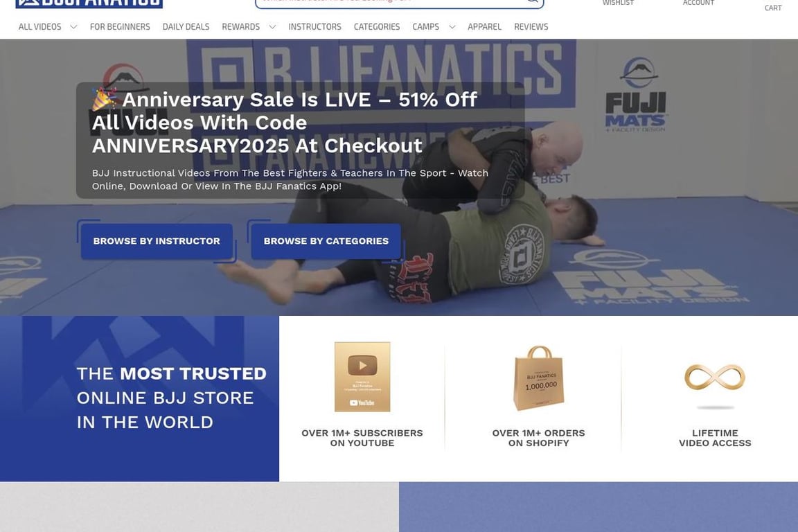 BJJ Fanatics homepage