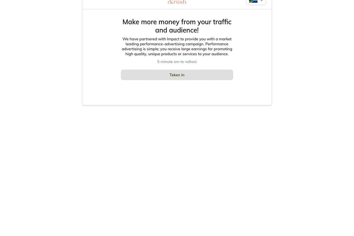 IKrush affiliate program signup page