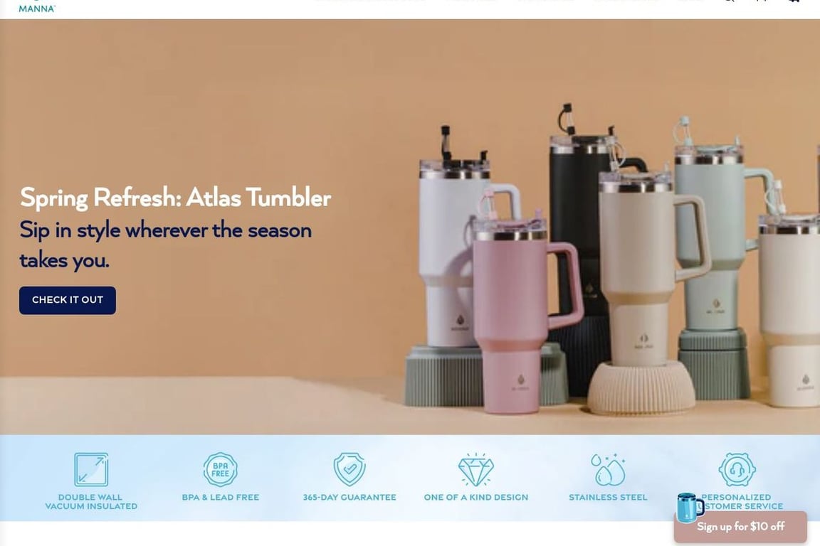 Manna Hydration homepage