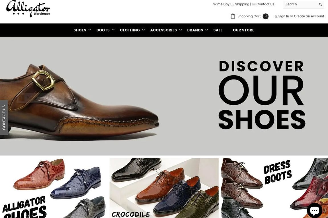 Alligator Warehouse homepage