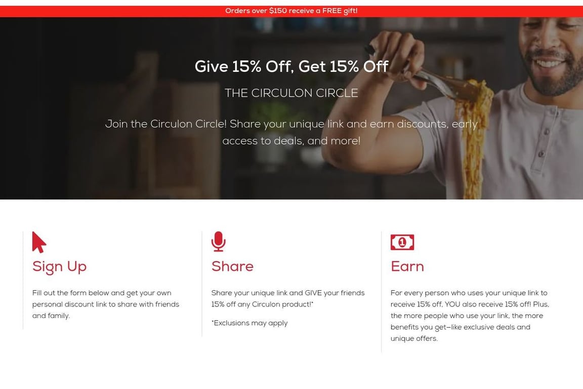 Circulon affiliate program signup page
