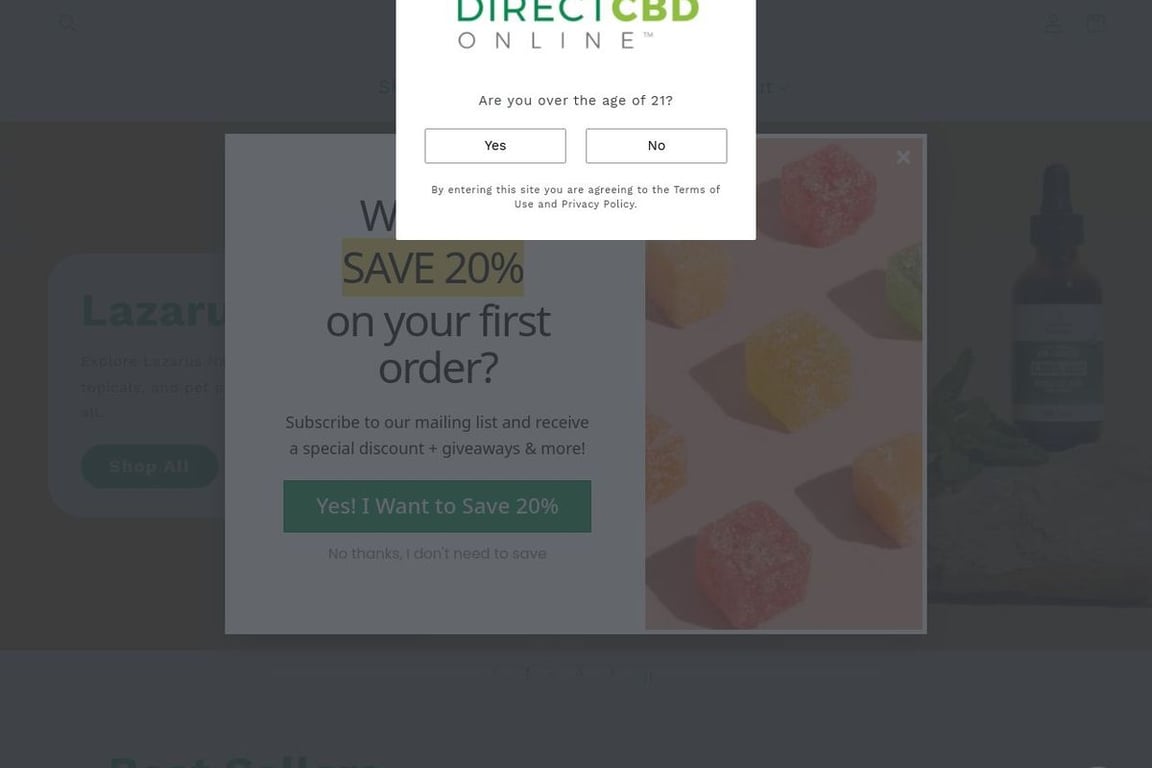 Direct CBD Online homepage