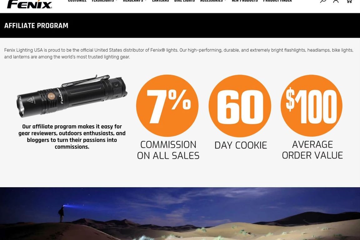 Fenix affiliate program signup page