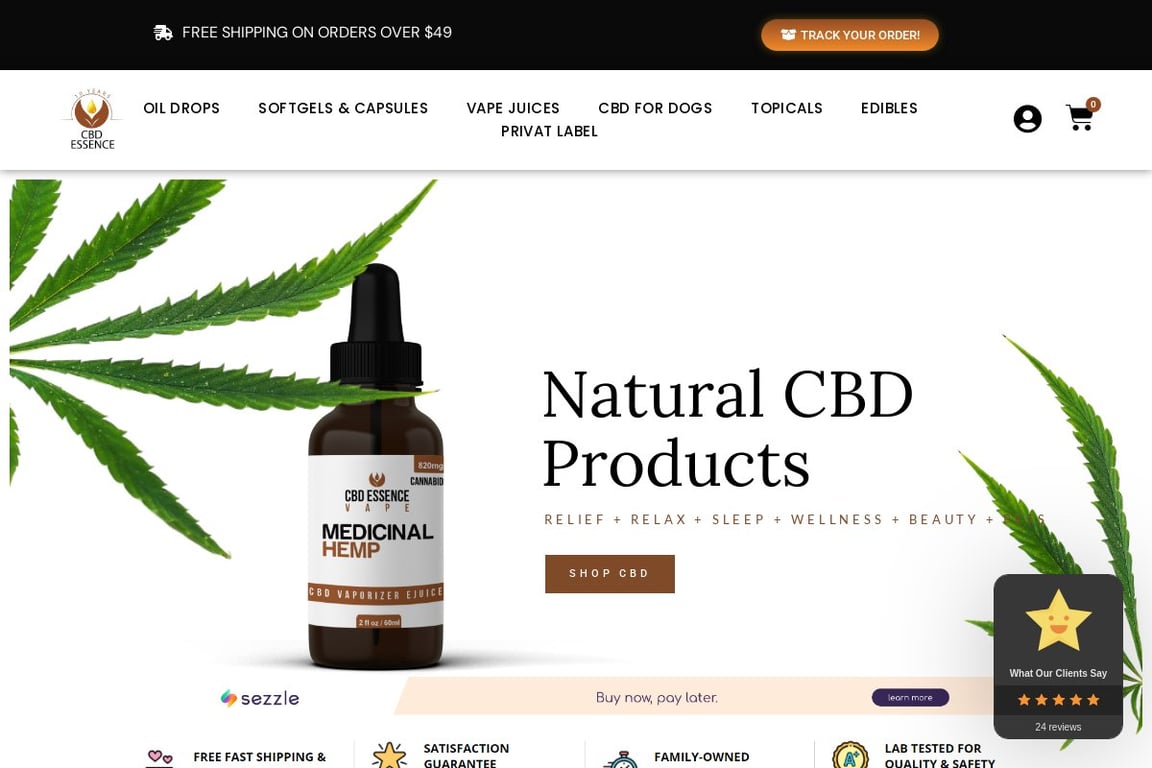 CBD Essence homepage