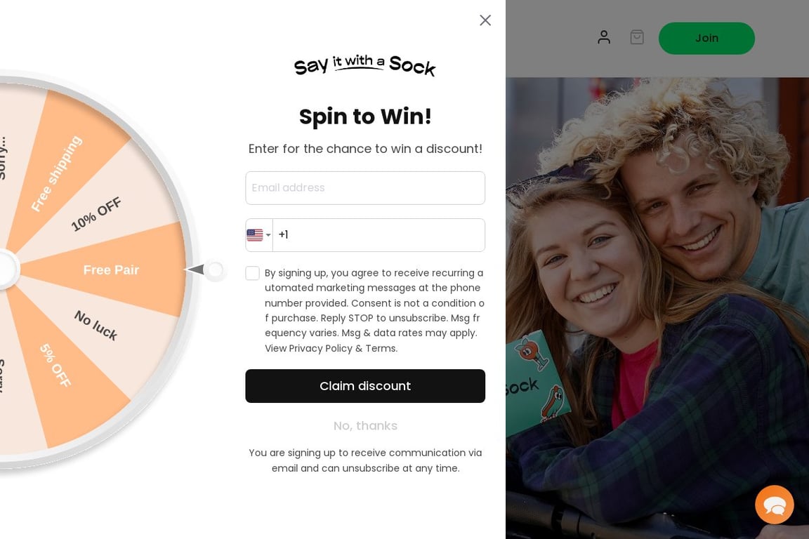 Say it with a Sock homepage