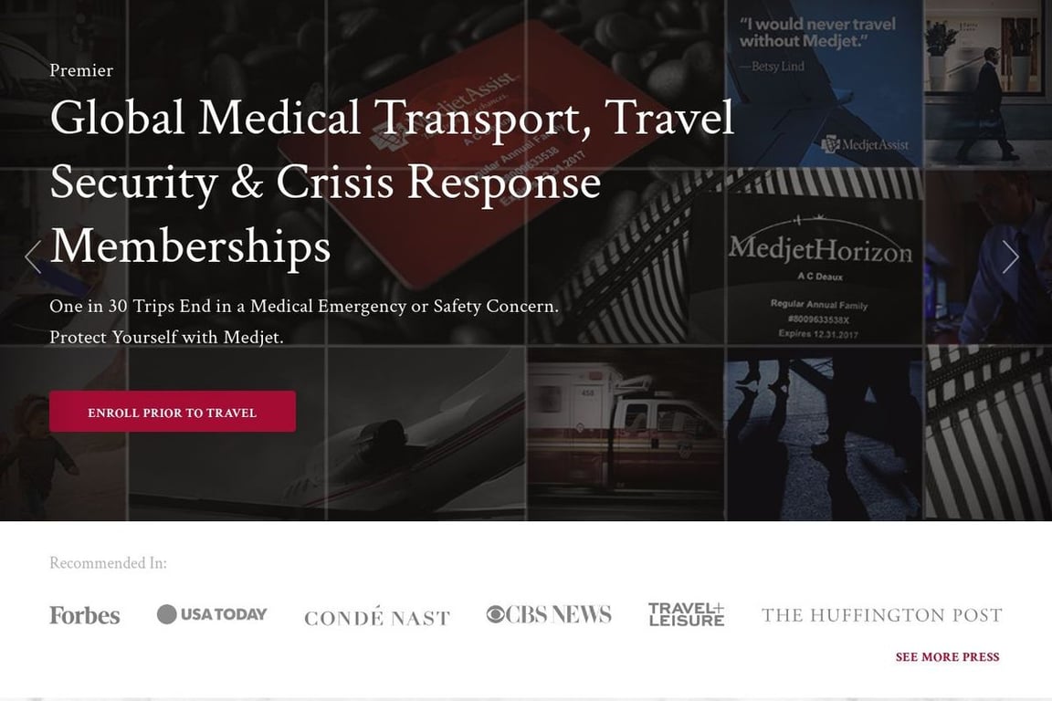 Medjet Preferred homepage