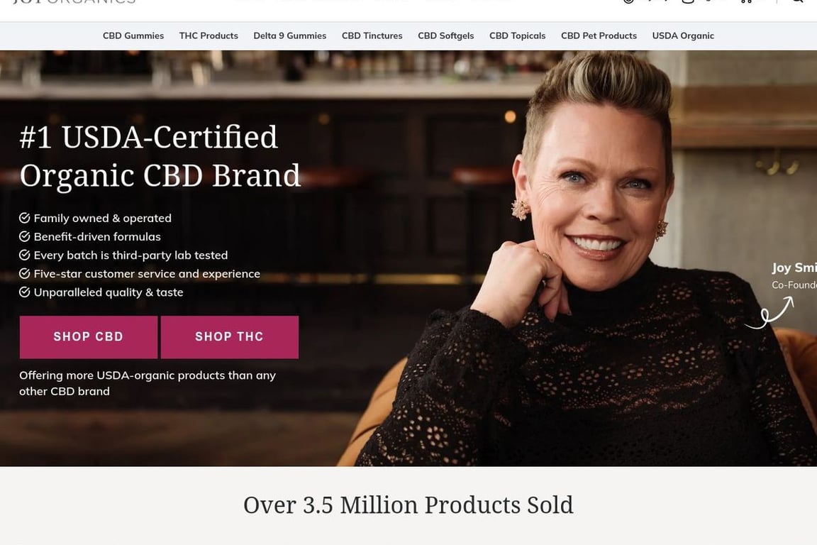 Joy Organics homepage