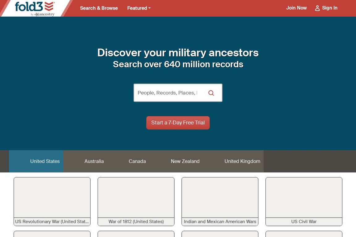 Fold3.com homepage