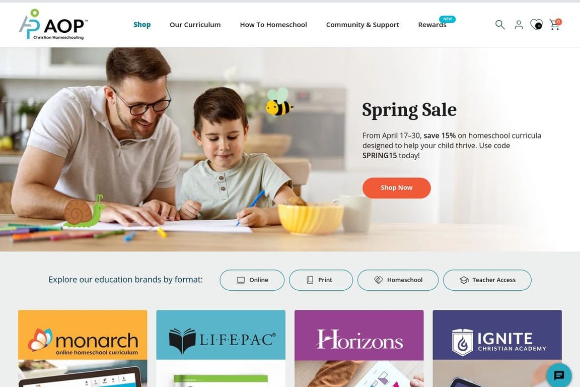 Alpha Omega Publications homepage