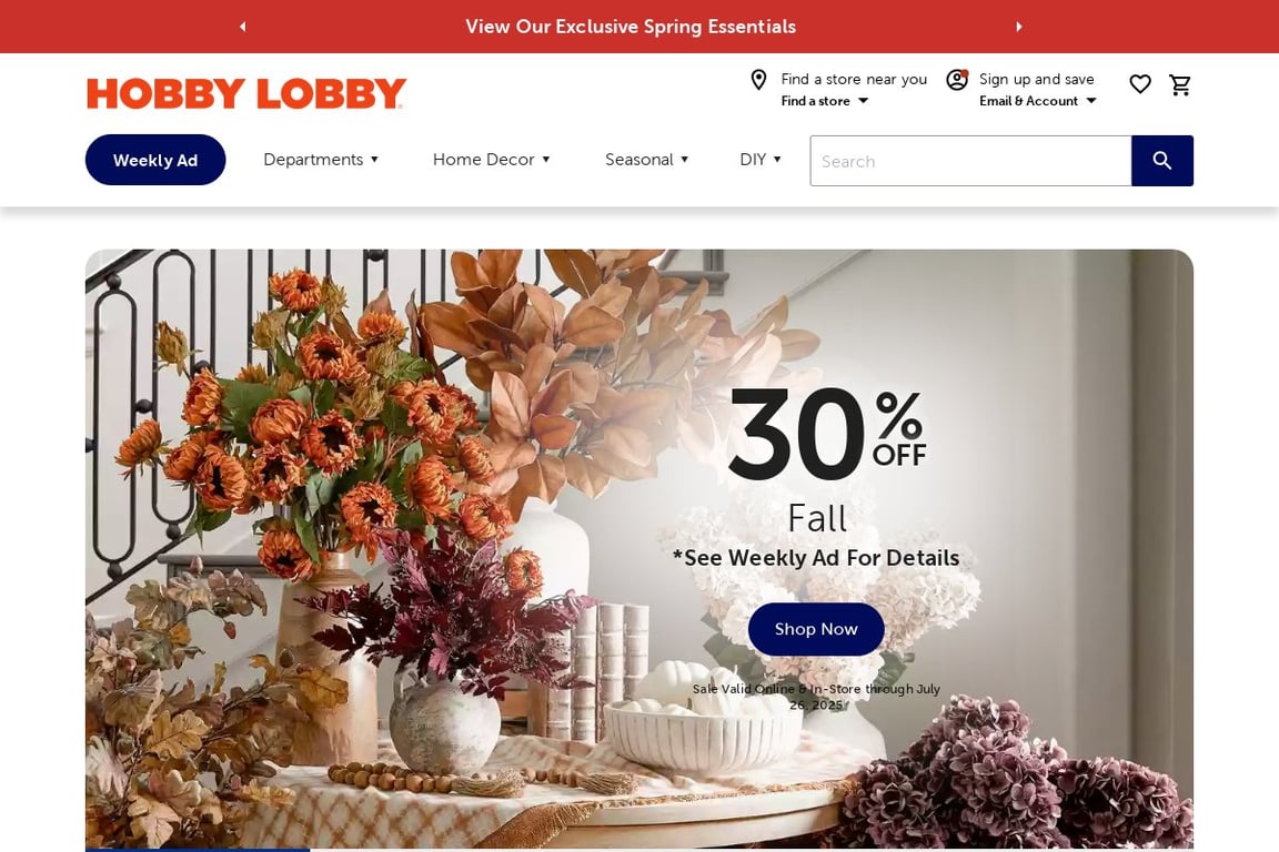 Hobby Lobby homepage