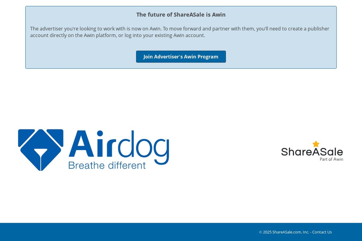 Airdog affiliate program signup page