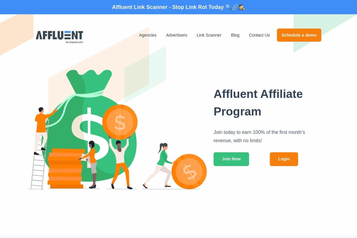 Affluent affiliate program signup page