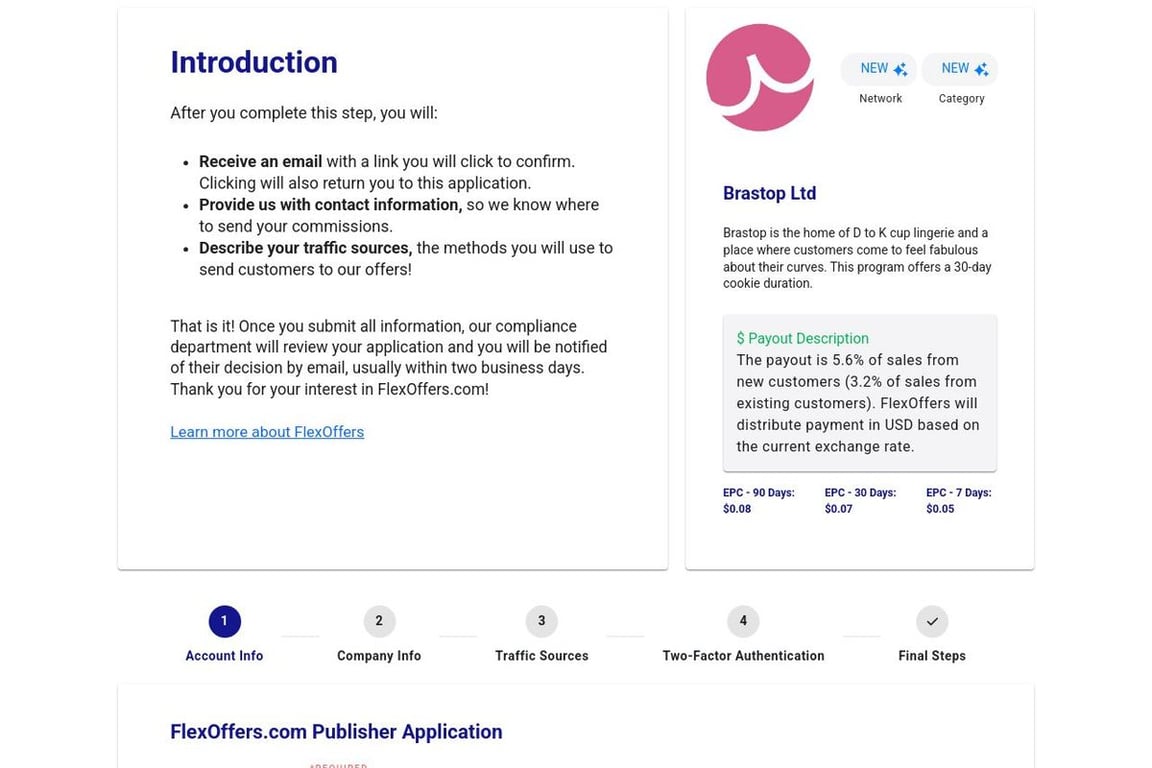 Brastop Ltd affiliate program signup page