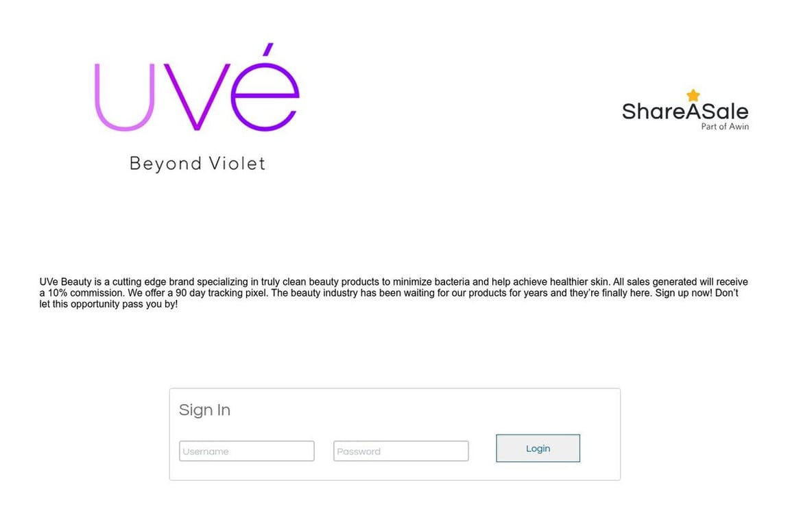 UVe Pro, Inc. affiliate program signup page
