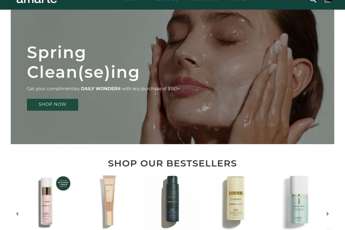 Amarte Skin Care homepage