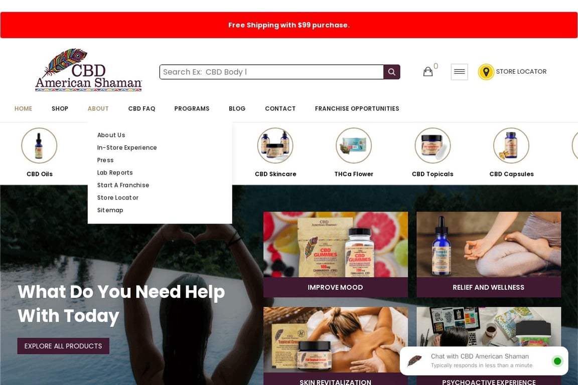 CBD American Shaman homepage