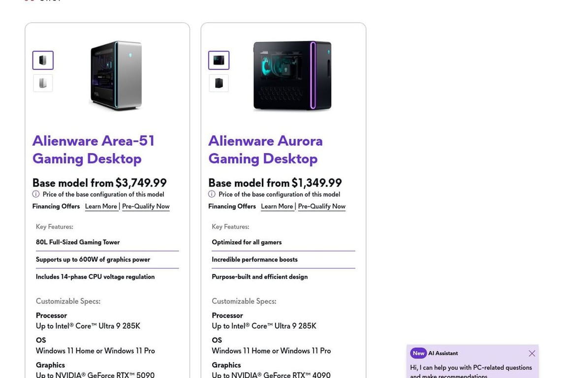 Alienware homepage