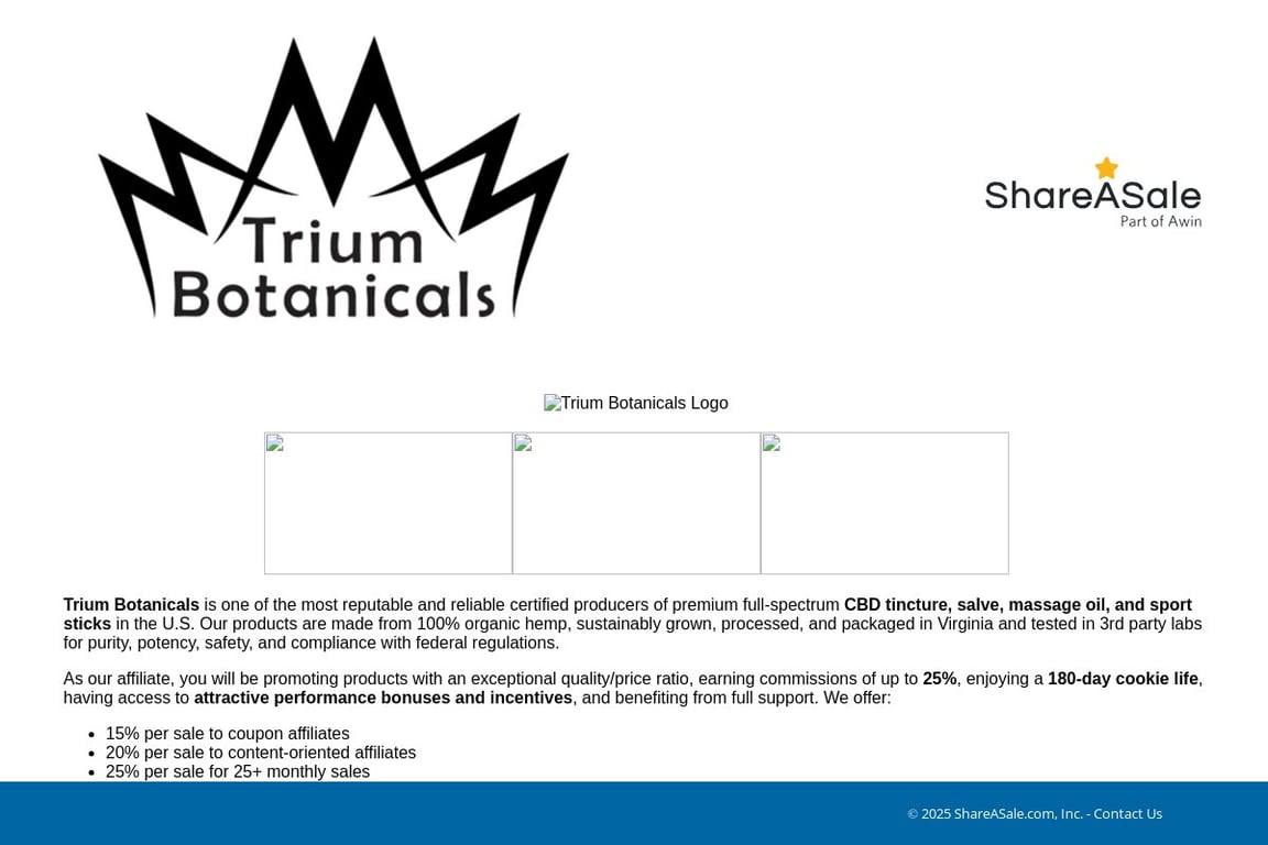 Trium Botanicals affiliate program signup page