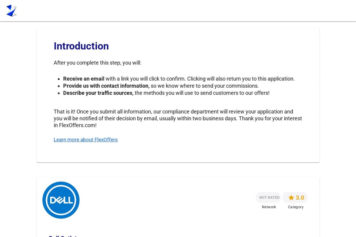 Dell Outlet affiliate program signup page