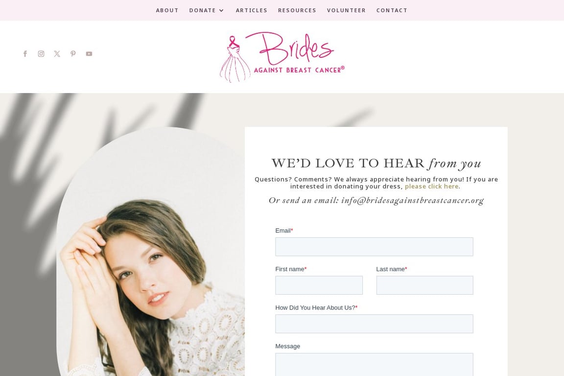 Brides Against Breast Cancer affiliate program signup page