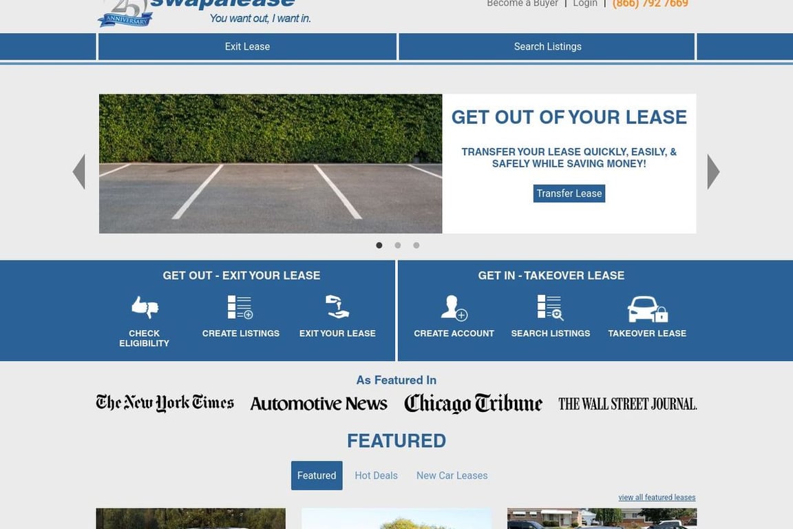 Swapalease homepage