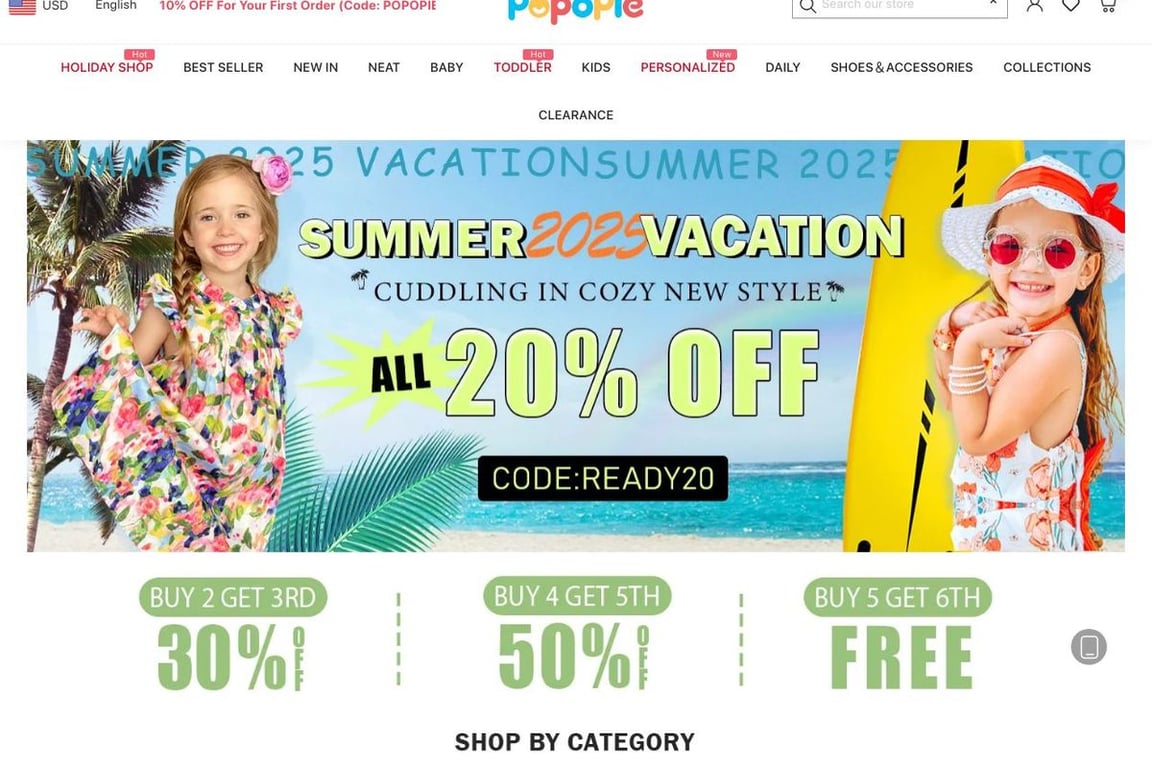 Popopieshop homepage