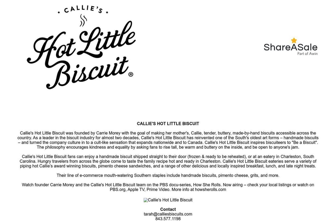 Callie’s Hot Little Biscuit affiliate program signup page
