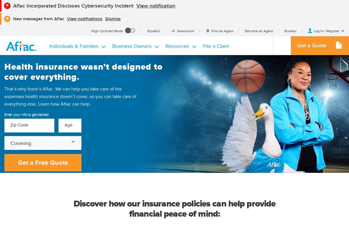 Aflac homepage