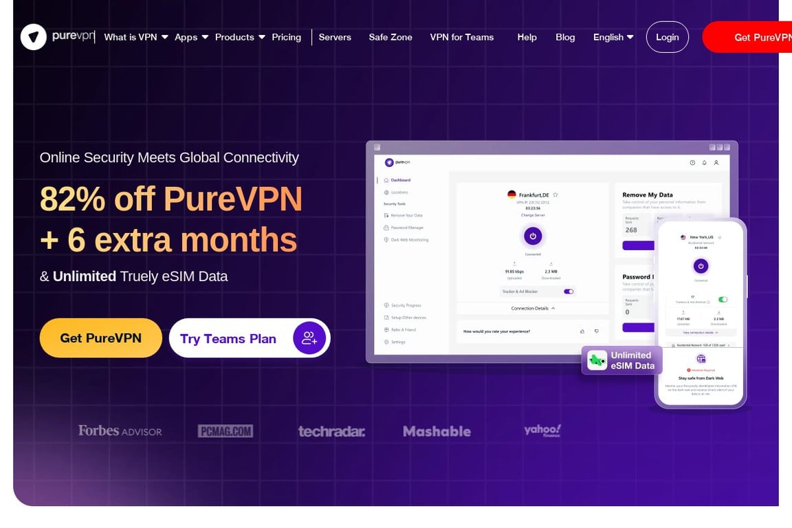 PureVPN homepage
