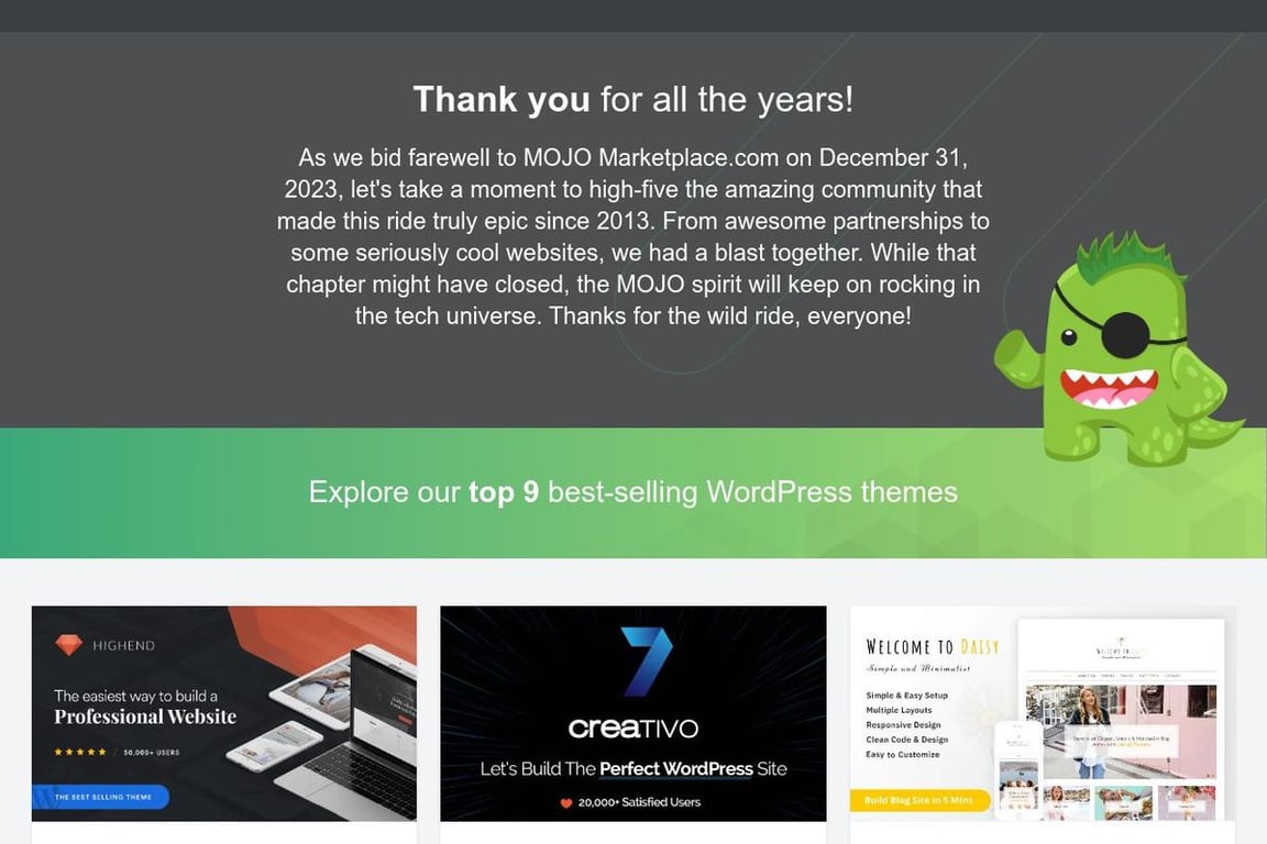 MOJO Marketplace homepage