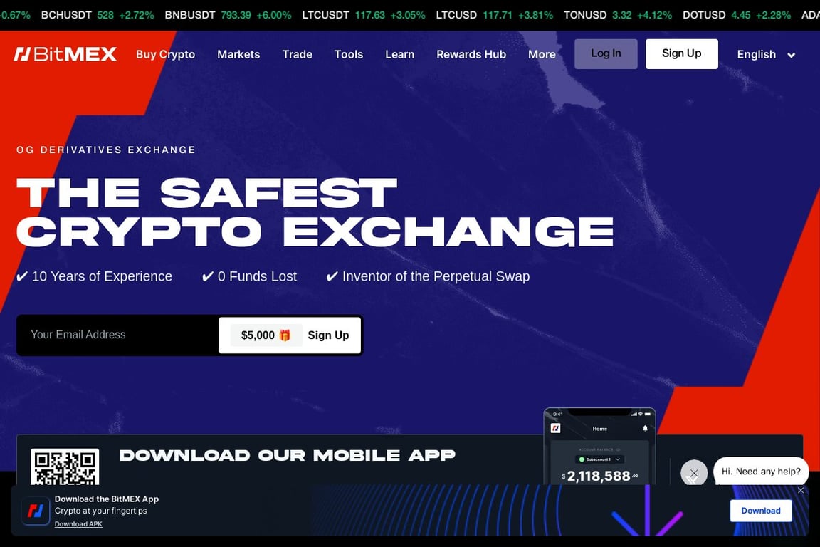 BitMEX homepage