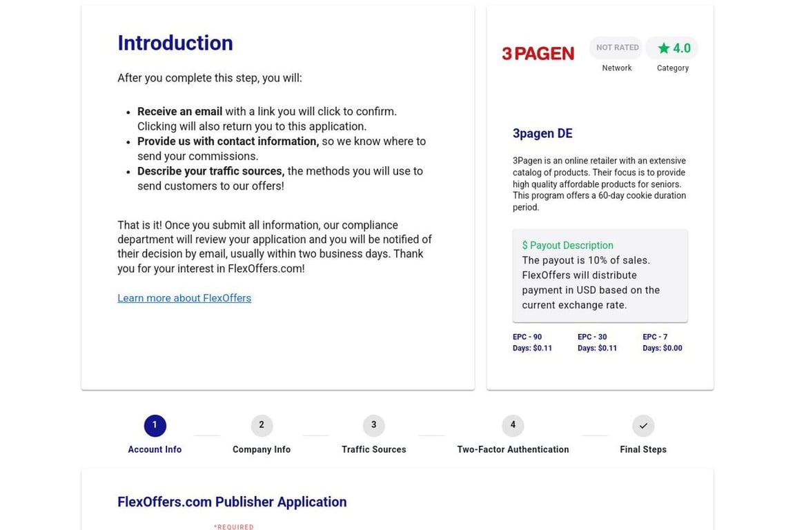 3pagen DE affiliate program signup page
