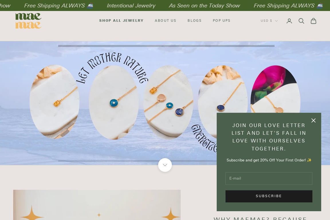 MaeMae Jewelry homepage