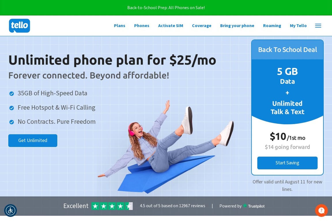 Tello homepage