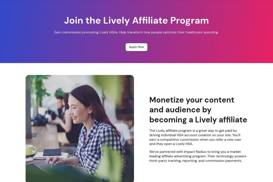 Lively affiliate program signup page
