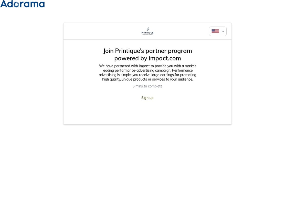 Printique affiliate program signup page