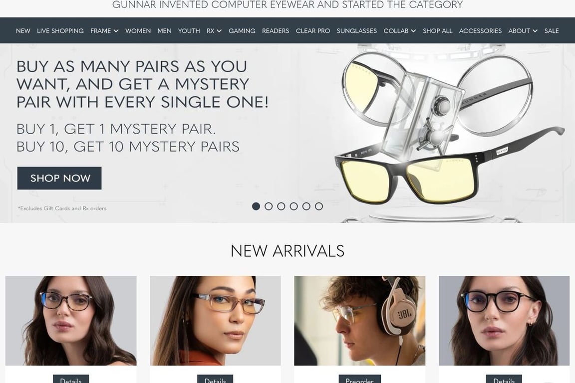 GUNNAR Optiks homepage
