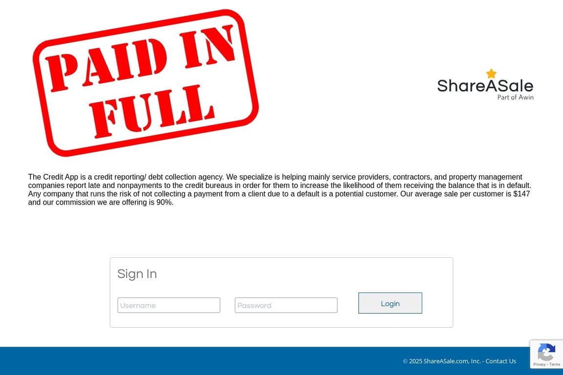The Credit App affiliate program signup page