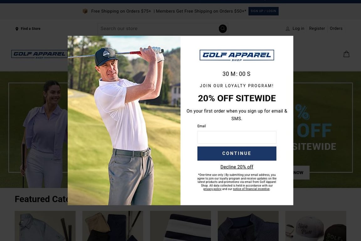 GolfApparelShop.com Preferred homepage