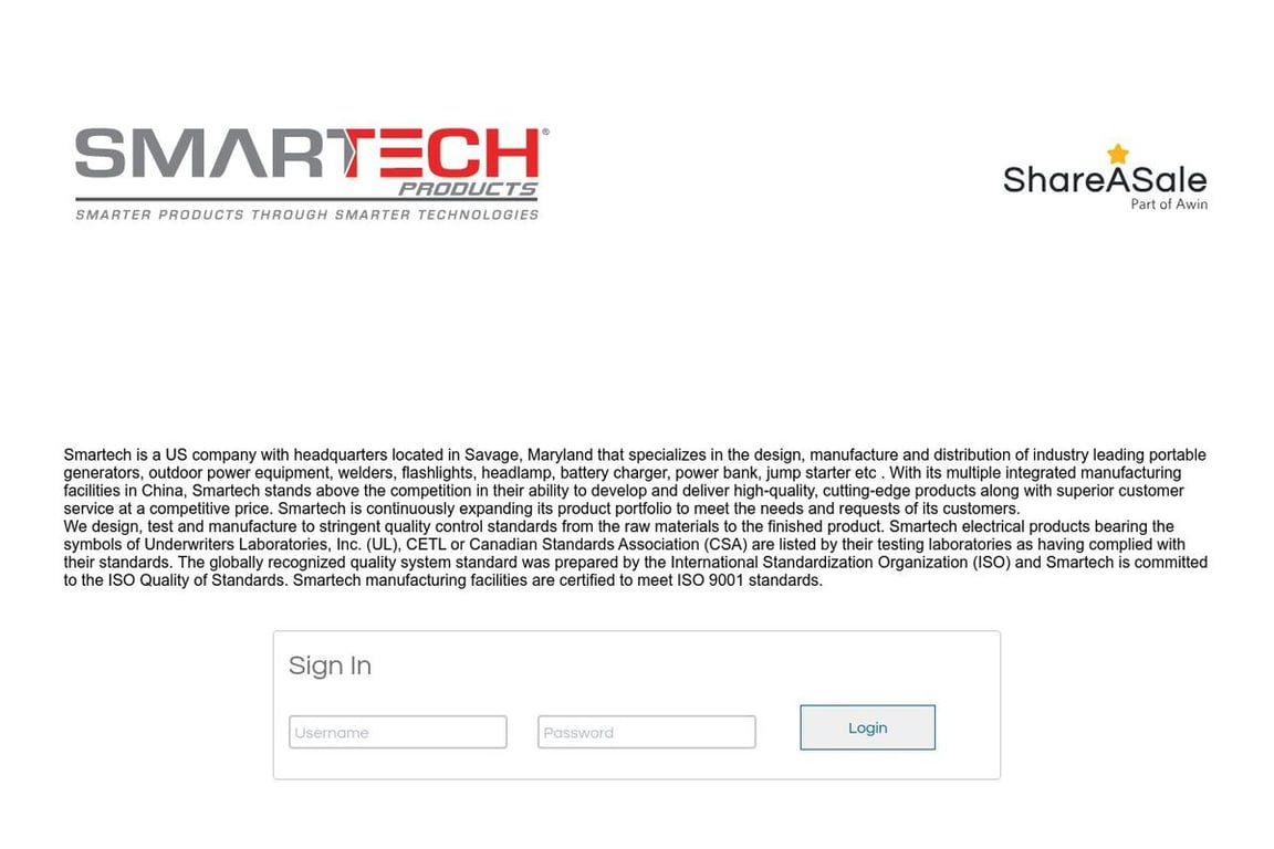 Smartech affiliate program signup page