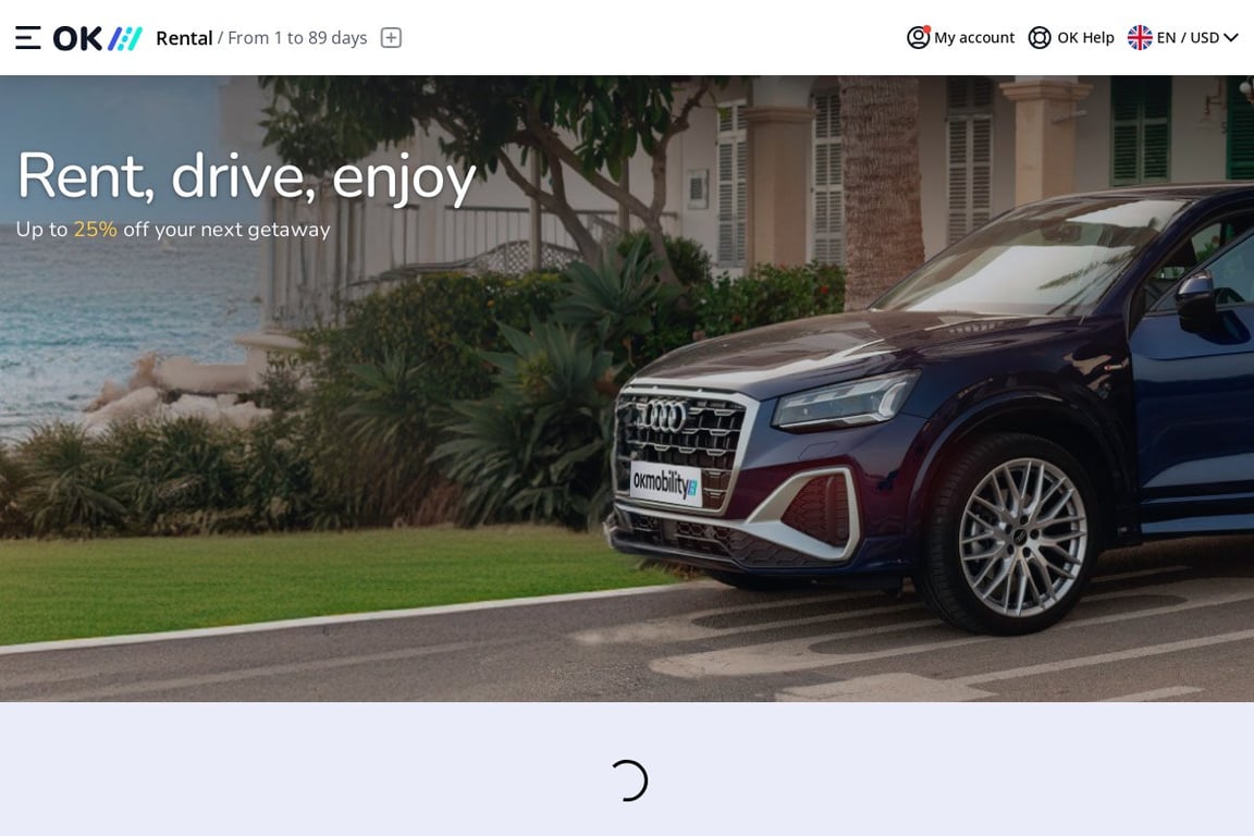 OK Rent a Car ES homepage