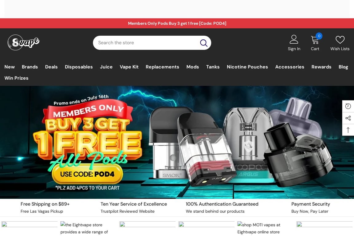 EightVape homepage