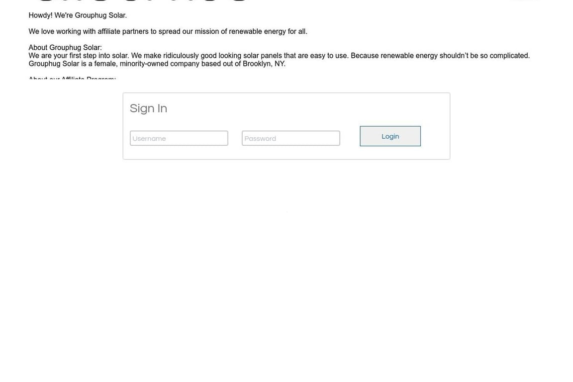 Grouphug affiliate program signup page