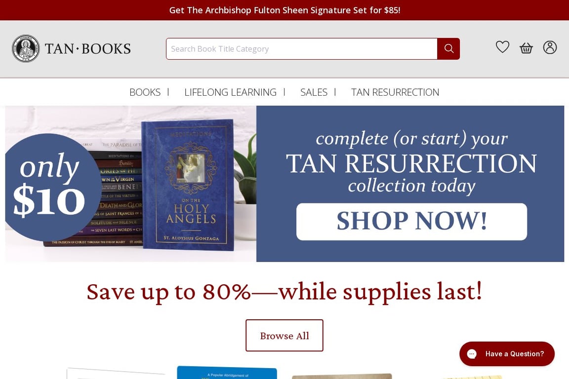 TAN Books homepage