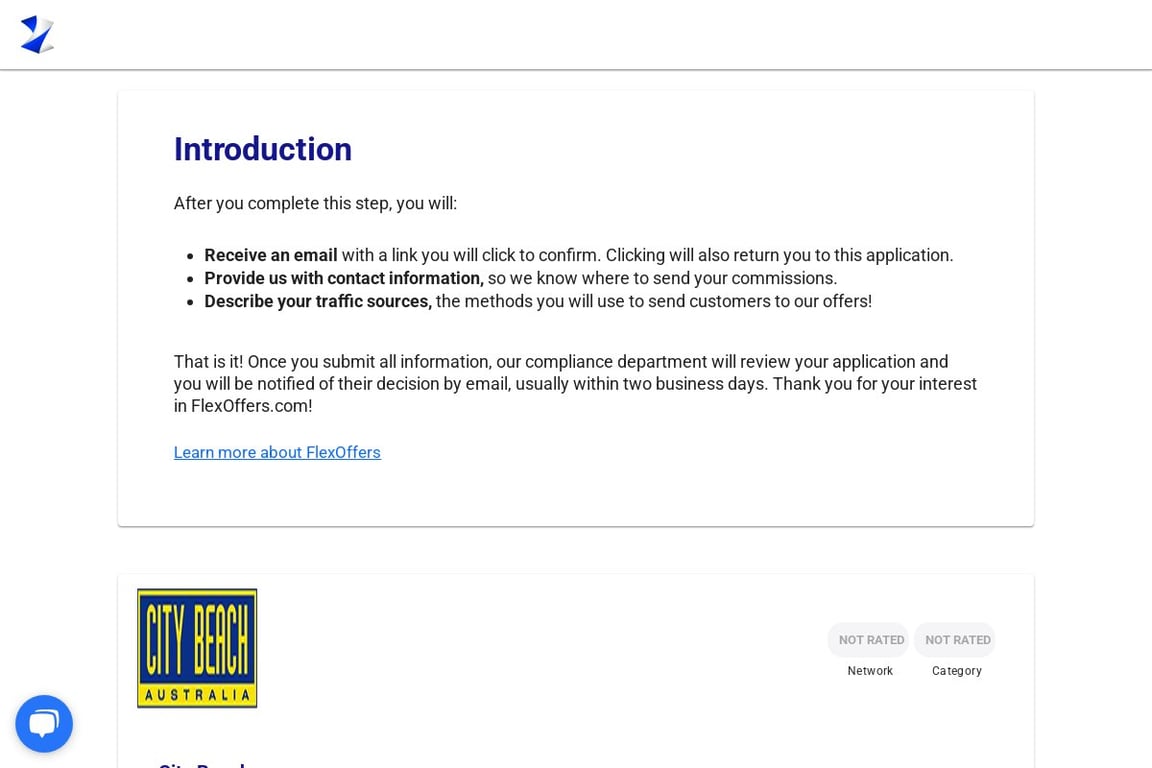 City Beach affiliate program signup page