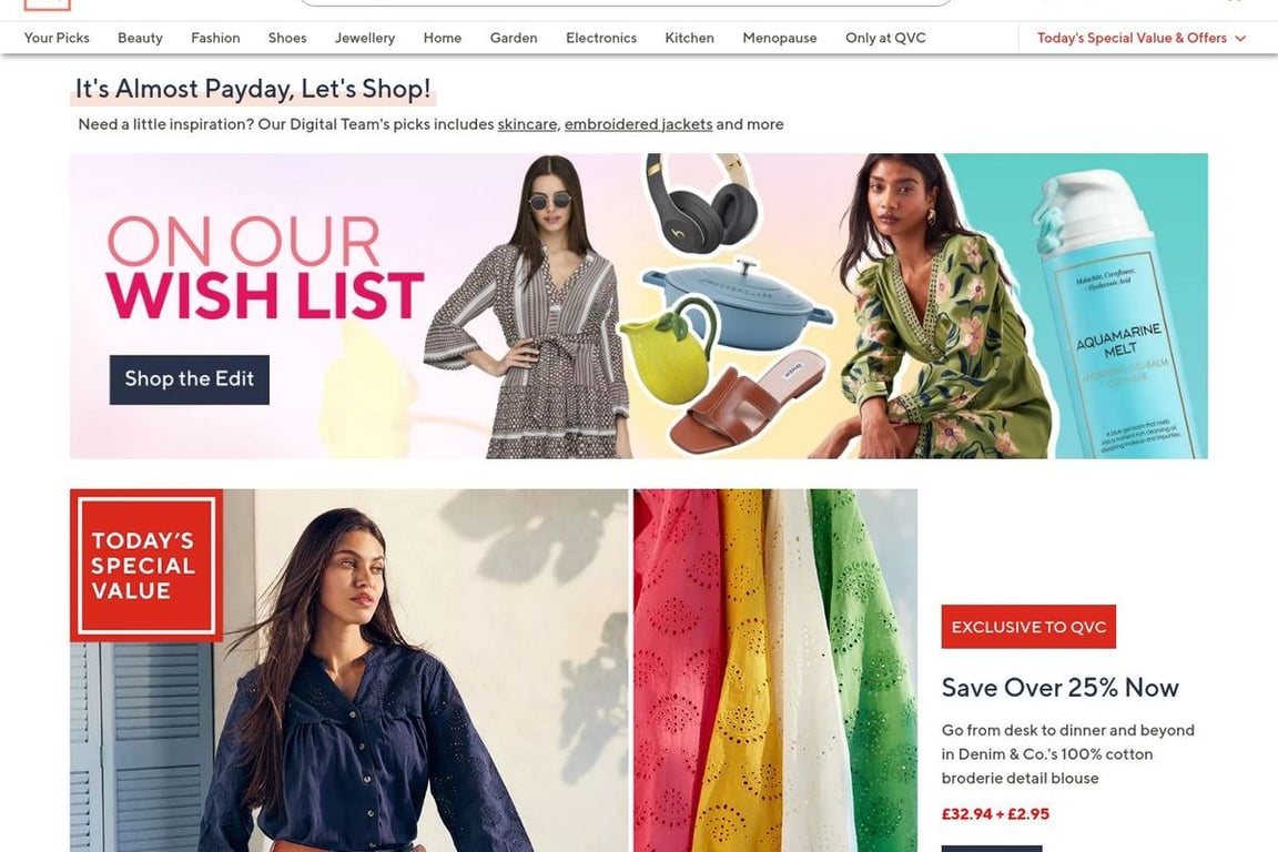 QVC UK – Paused homepage