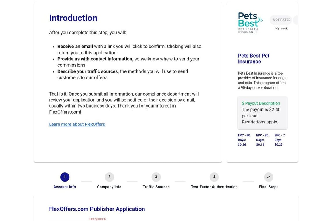 Pets Best Pet Insurance affiliate program signup page
